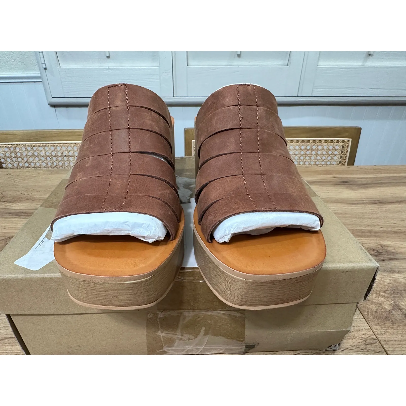 Lucky Brand Women's Paydin High Heel Platform Sandal Umber Leather Size 8.5 NIB - Image 7