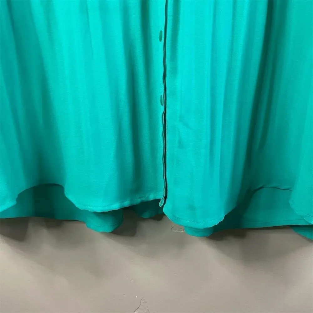 Alfani Women's Long Sleeve Pleated Blouse Kelly Green Size 14‎ Career Work Wear - Image 3