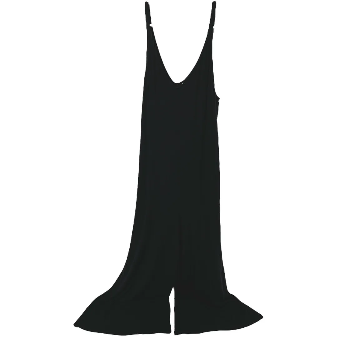 Athleta Nighttime Bliss Sleep V Neck Romper Jumpsuit Wide Lounge Black M - Image 2