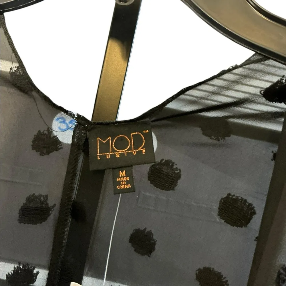 Sheer Black Polka Dot Kimono Size M - Image 4