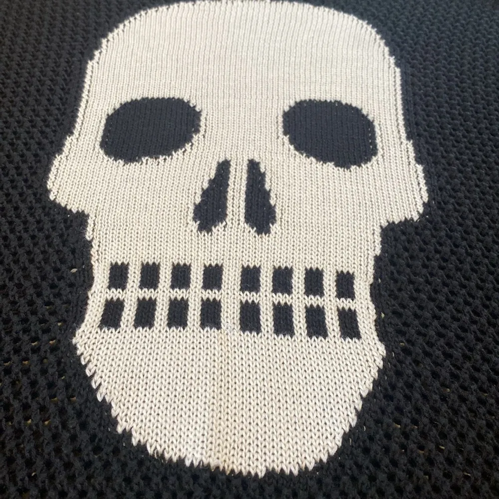 Autumn Cashmere Hand Knit Skull Oversized Open Knit Italian Cotton Sweater XS - Image 7