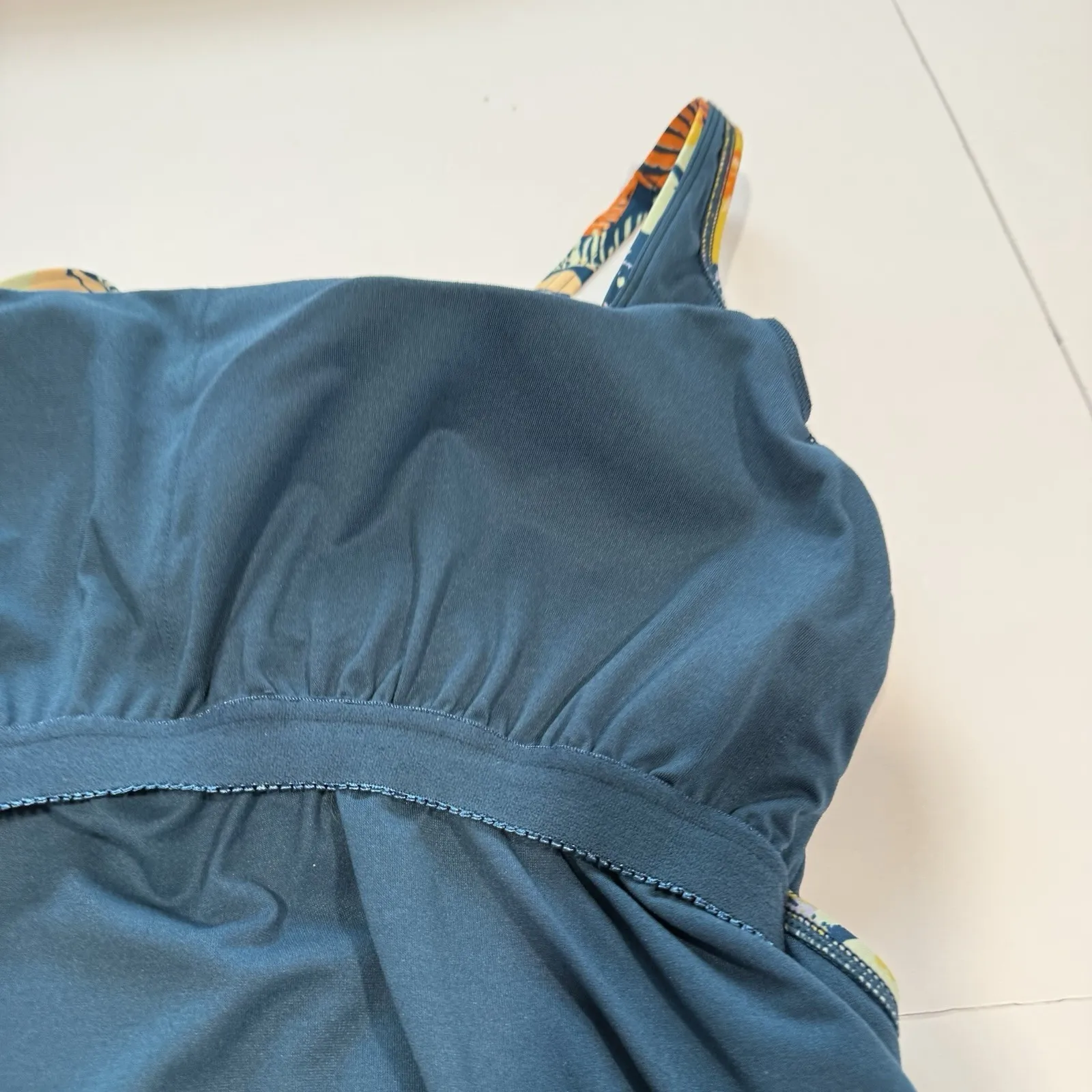 LL Bean Floral New Currents Square Neck Tanksuit One Piece Swimsuit Size 18W - Image 5