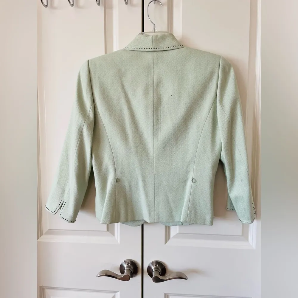 Tahari Arthur S Levine Blazer Skirt Suit Women Sz 6 Green/Black 2 Piece Set - Image 3