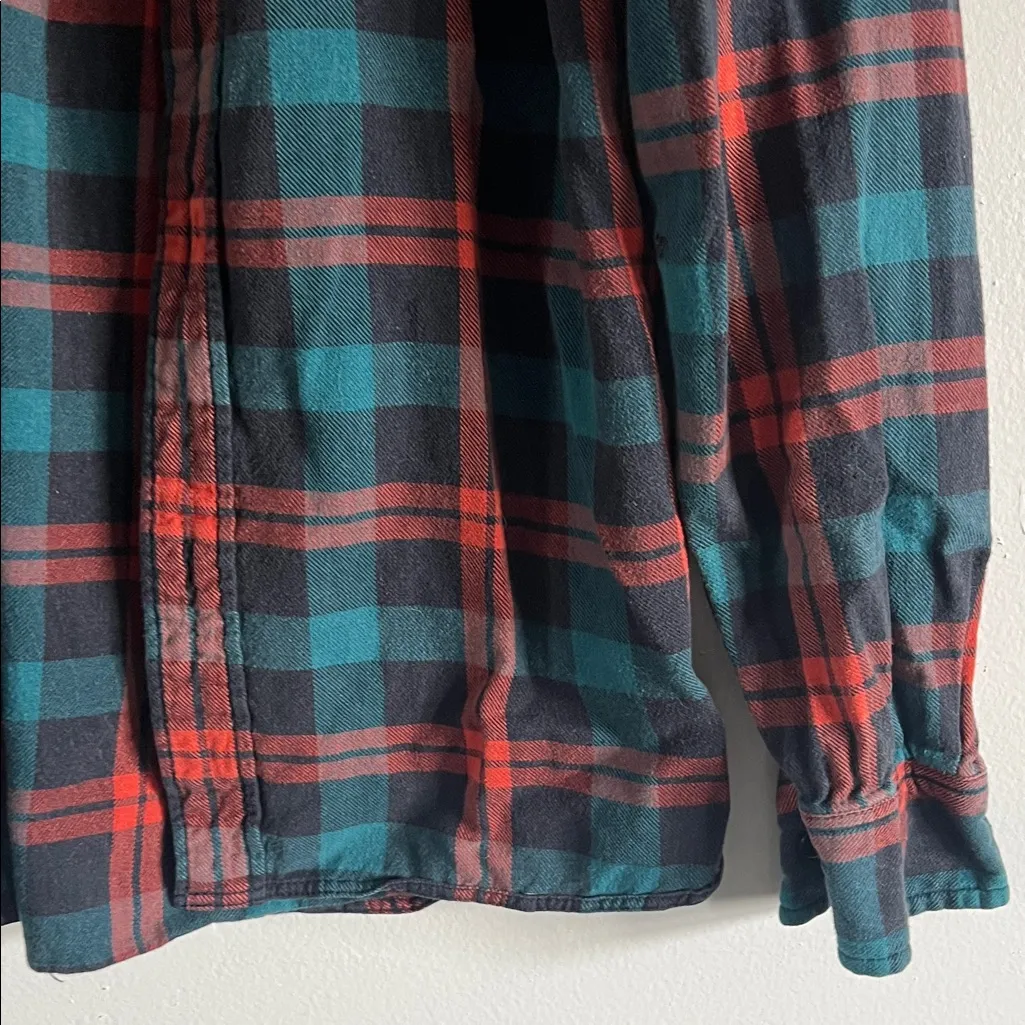 Staplefors Red / Orange and Blue / Teal Plaid Flannel Button - Image 5