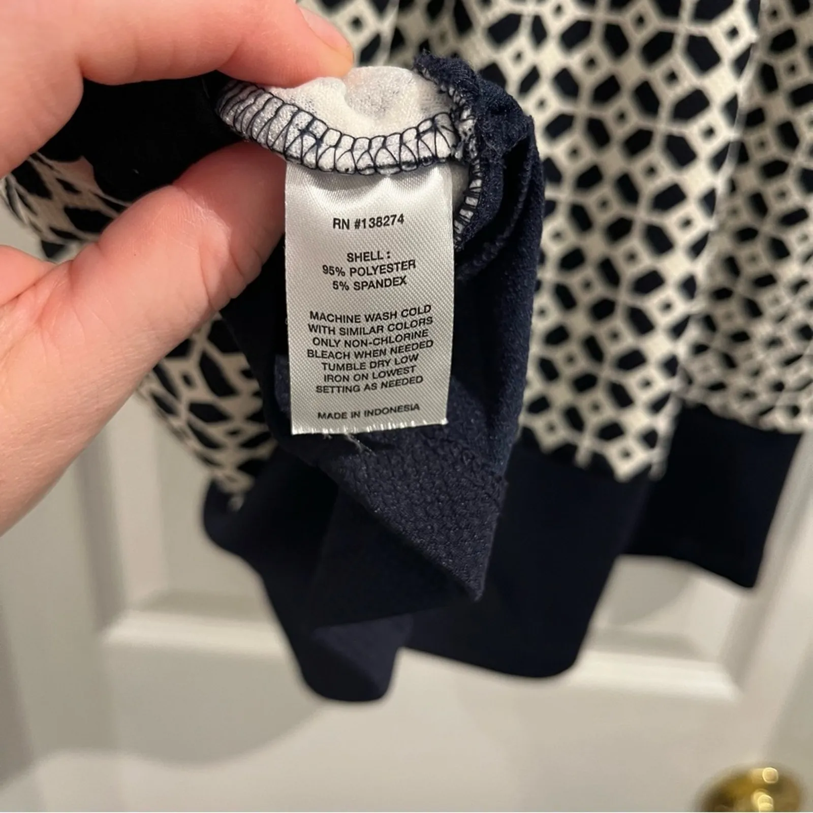 Kalijati Women’s Navy Blue & White Geometric Sleeveless Dress Size Small - Image 6