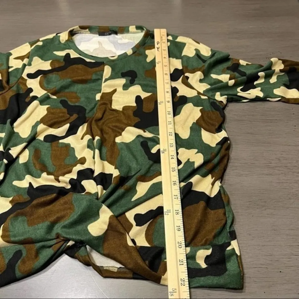 RD Camo Print Twist Front Top Casual Long Sleeve‎ T-Shirt Plus Size 1X - Image 8