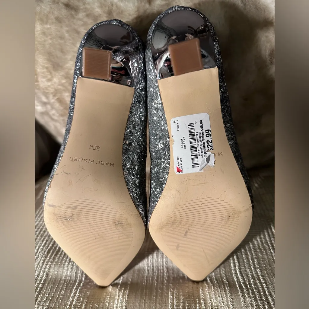 Marc Fisher women's silver/pink Ombre Glitter Darreny Pointed-Toe pumps - Image 9