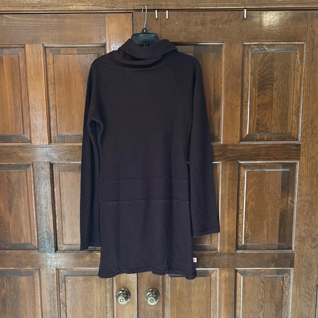 House Of Spy Mini Dress Turtleneck Size Large Made In Canada Cowl Neck Brown - Image 2
