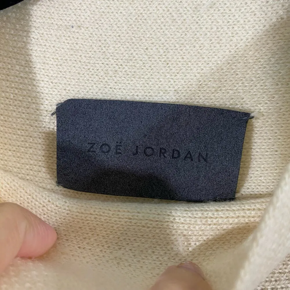 Zoe Jordan Cream Mock Neck Cut Out Sleeves Cashmere Wool Sweater Size S/M - Image 4