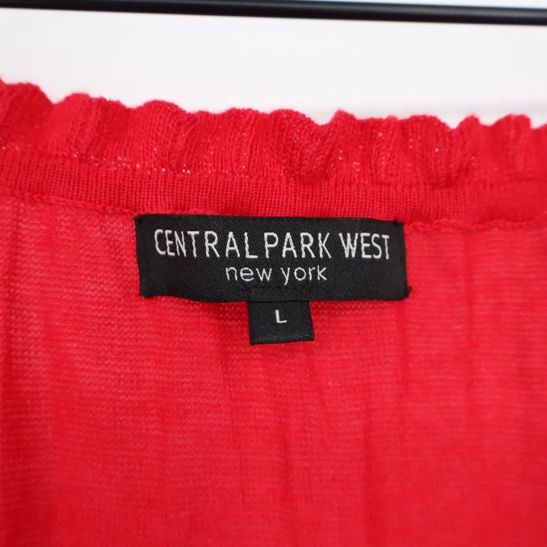 Central Park West Red Linen Viscose Tank Tassels Pom Pom Embellished Size L - Image 3