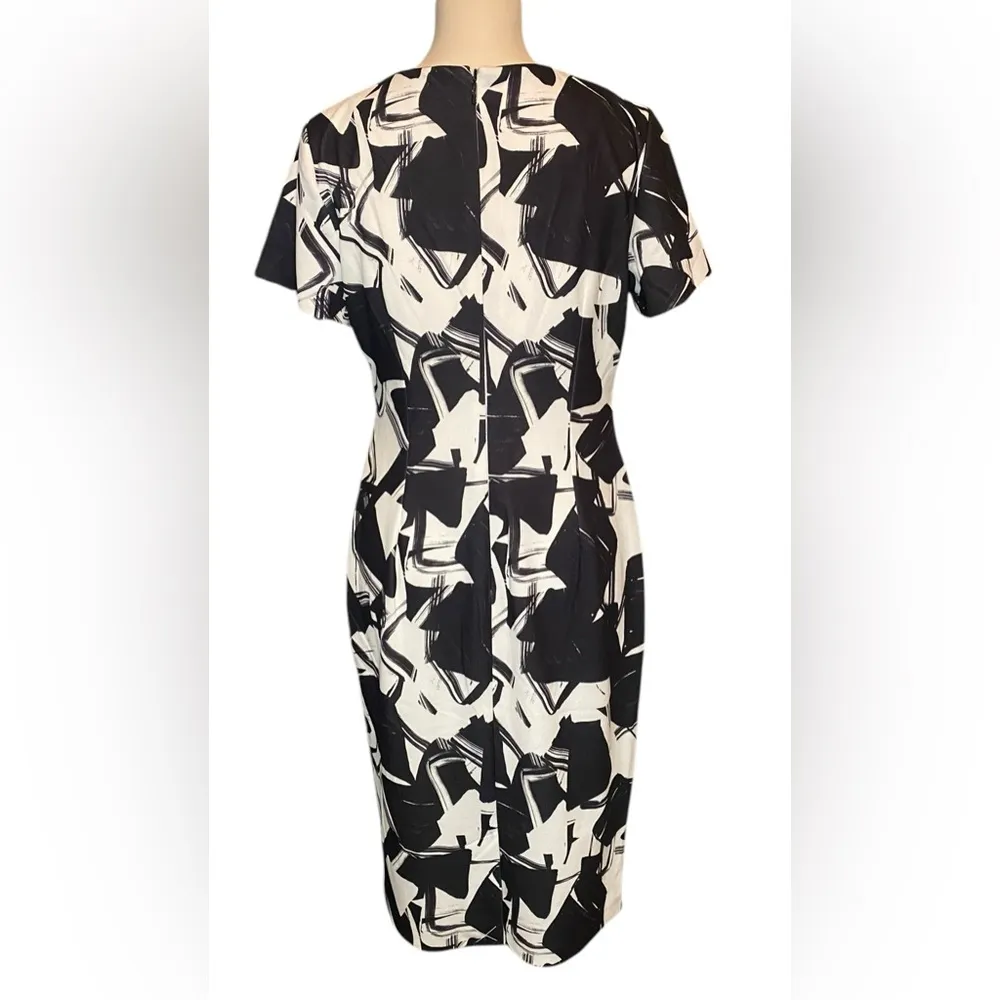 Karl Lagerfeld Womens 8 Dress Scuba Stretch Lined Black & White Knee Length - Image 4