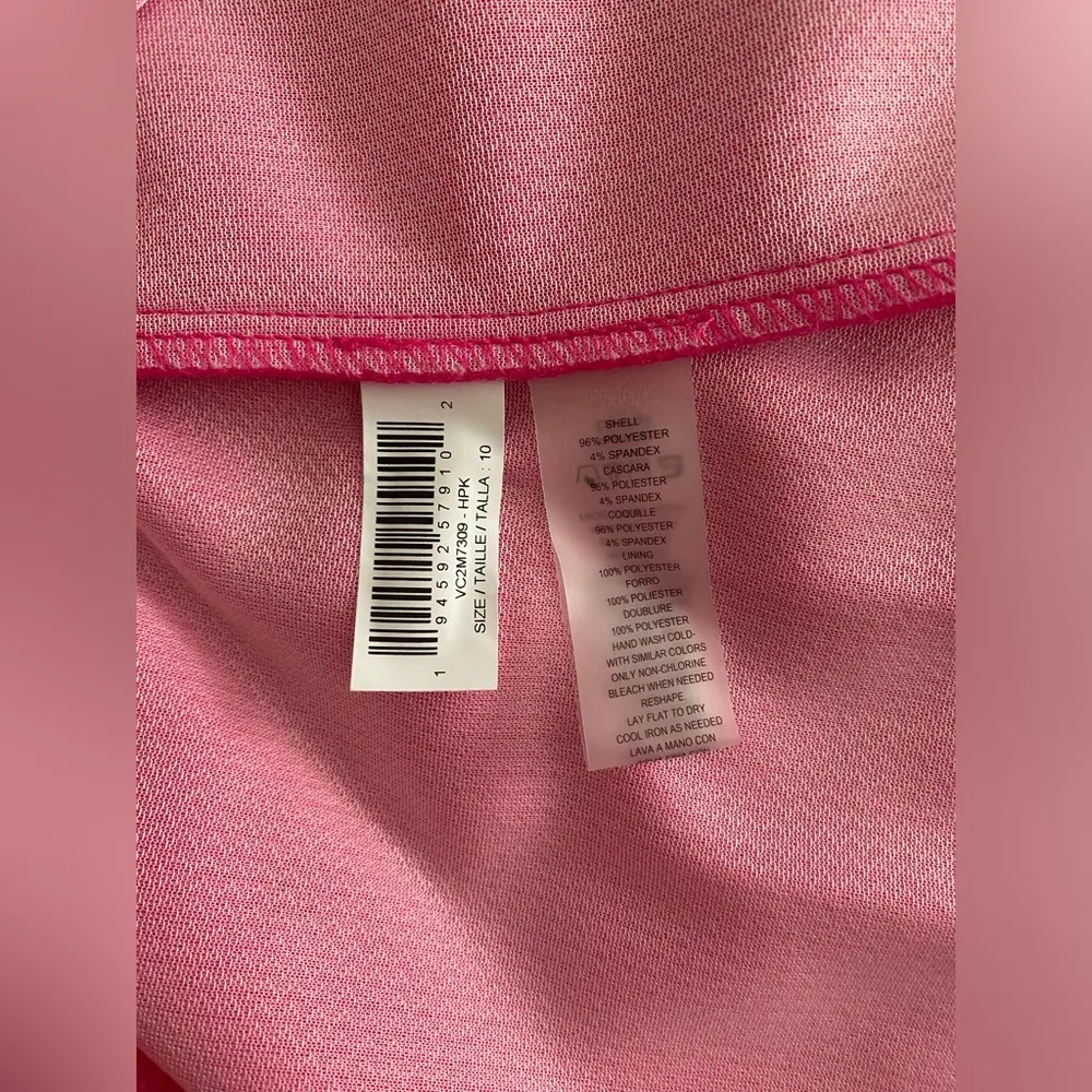 NWT VINCE CAMUTO Hot Pink Fuchsia &￼White Trim Dress Size 10 - Image 9