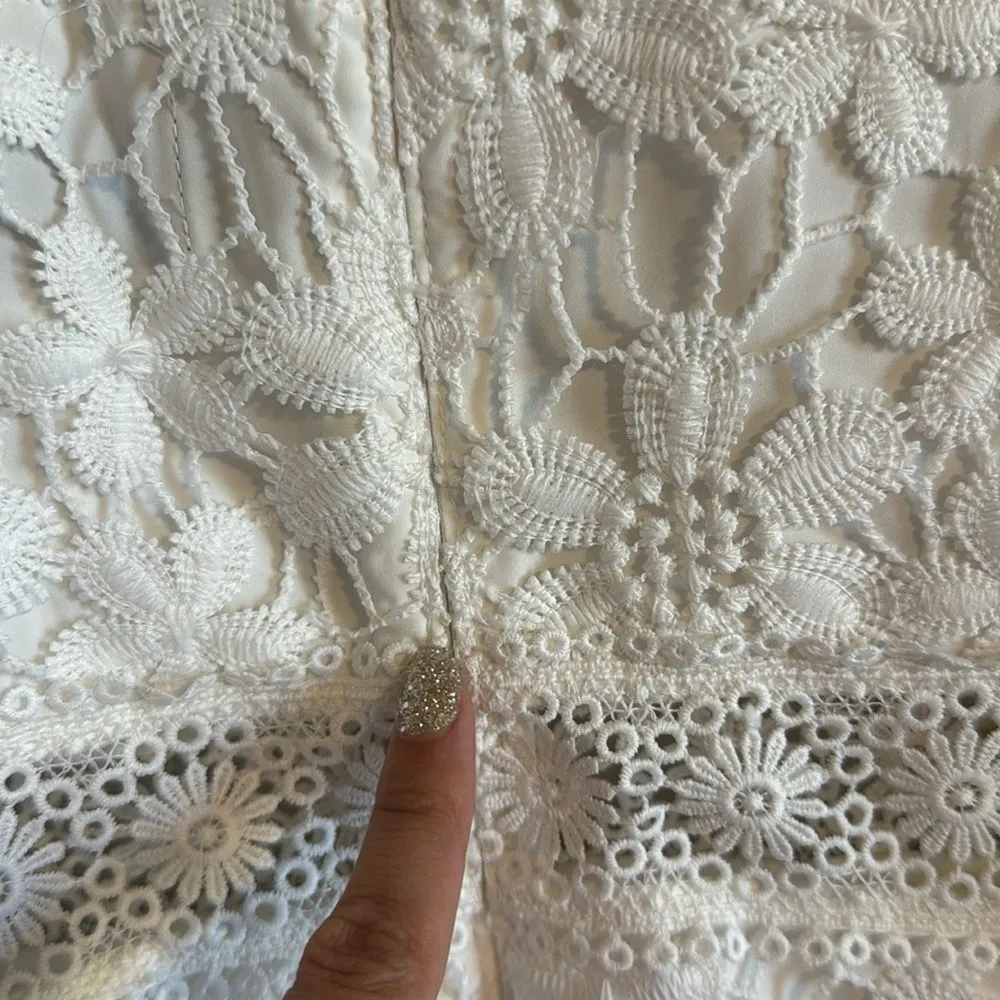 Alexia admor ladies white crochet lace dress bell long sleeves dress size medium - Image 13