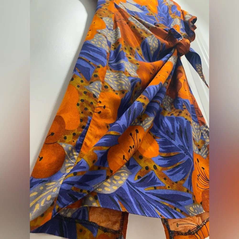 VTG 80s 90s Jacqueline Ferrar Colorful Tropical Hawaiian Floral Wrap Dress - 14P - Image 4