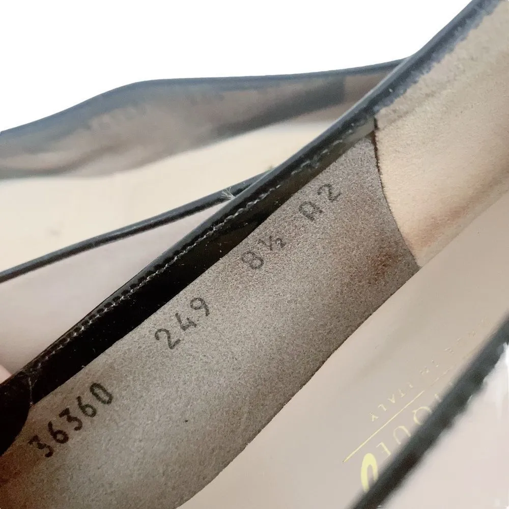 SALVATORE FERRAGAMO GRAY SHOES SZ 8.5 A2 Women's Gold Accent Black Trim Office - Image 7