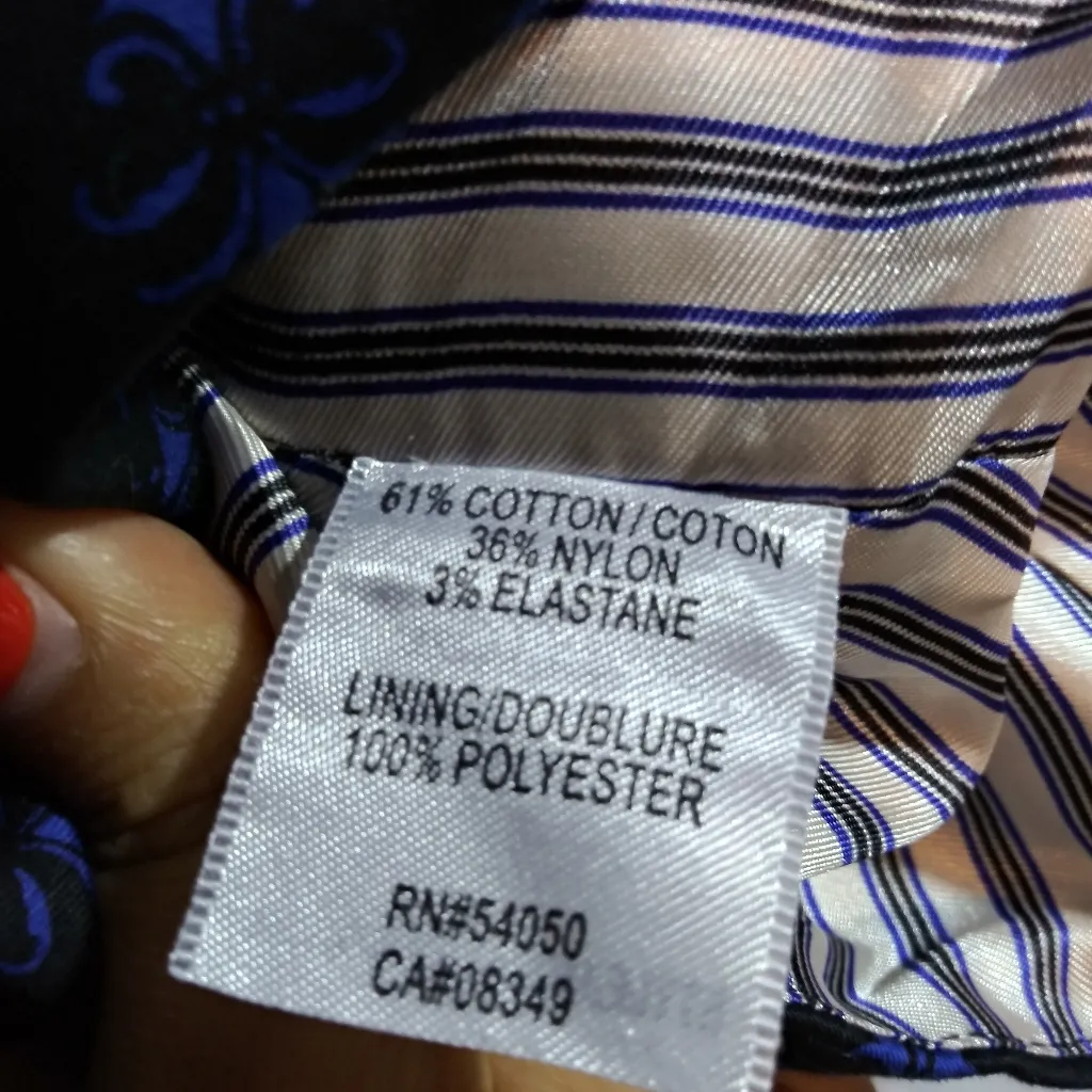 Robert Rodriguez Navy Printed Blazer Jacket Long Sleeve Office Size 6 - Image 9