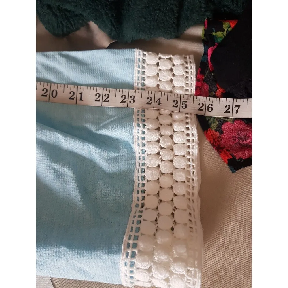 Ruby Joy Womens Robe Size Large Sleepwear Blue Crochet Pockets Size Medium - Image 12