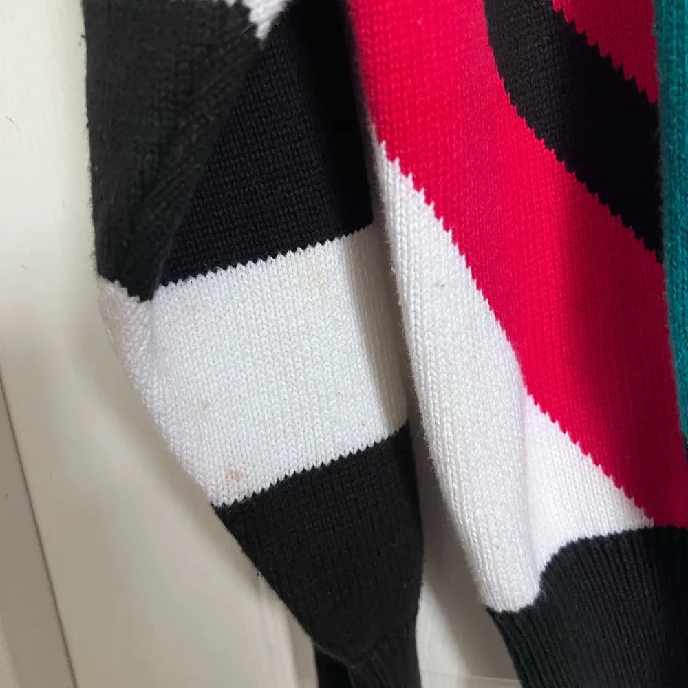 Vintage 80s Pringle of Scotland Knit Intarsia Mondrian Sweater Small - Image 3