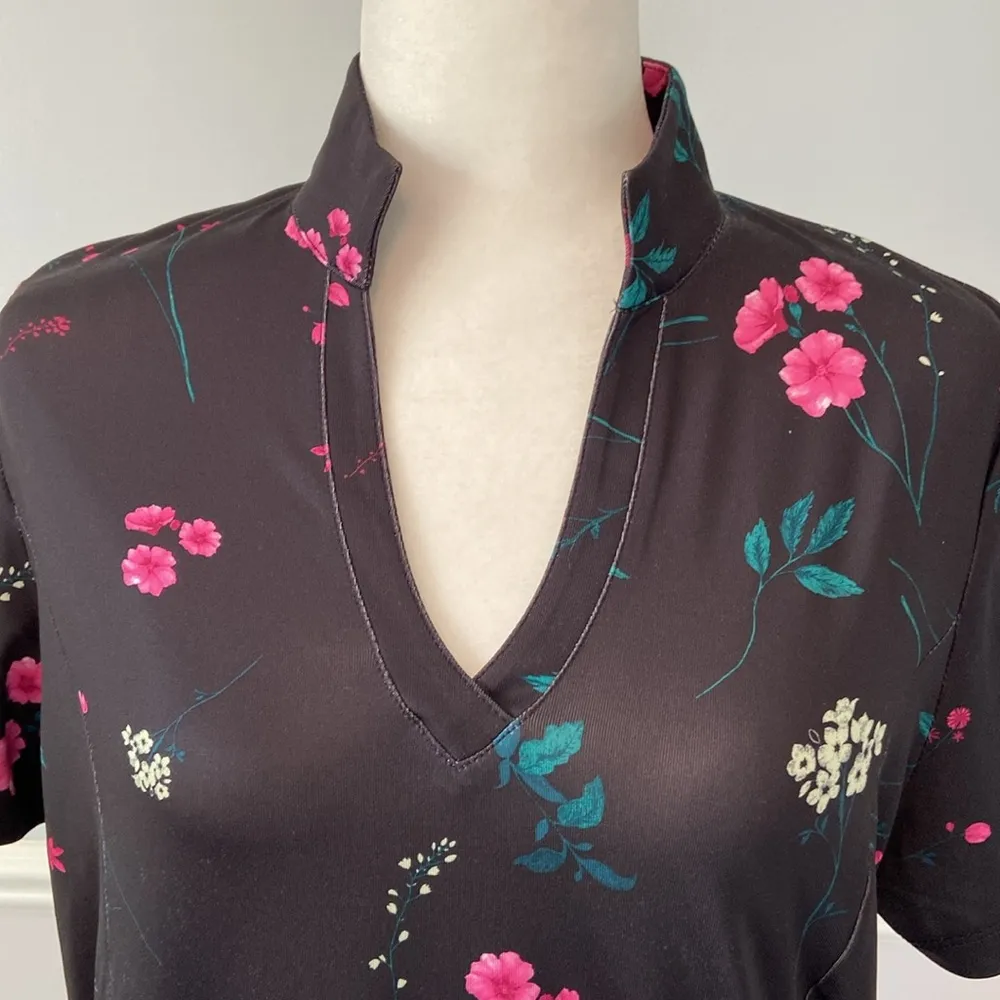 Callaway Golf Dress Opti Dri Women's Black Floral Short Sleeveless Sz L - Image 3