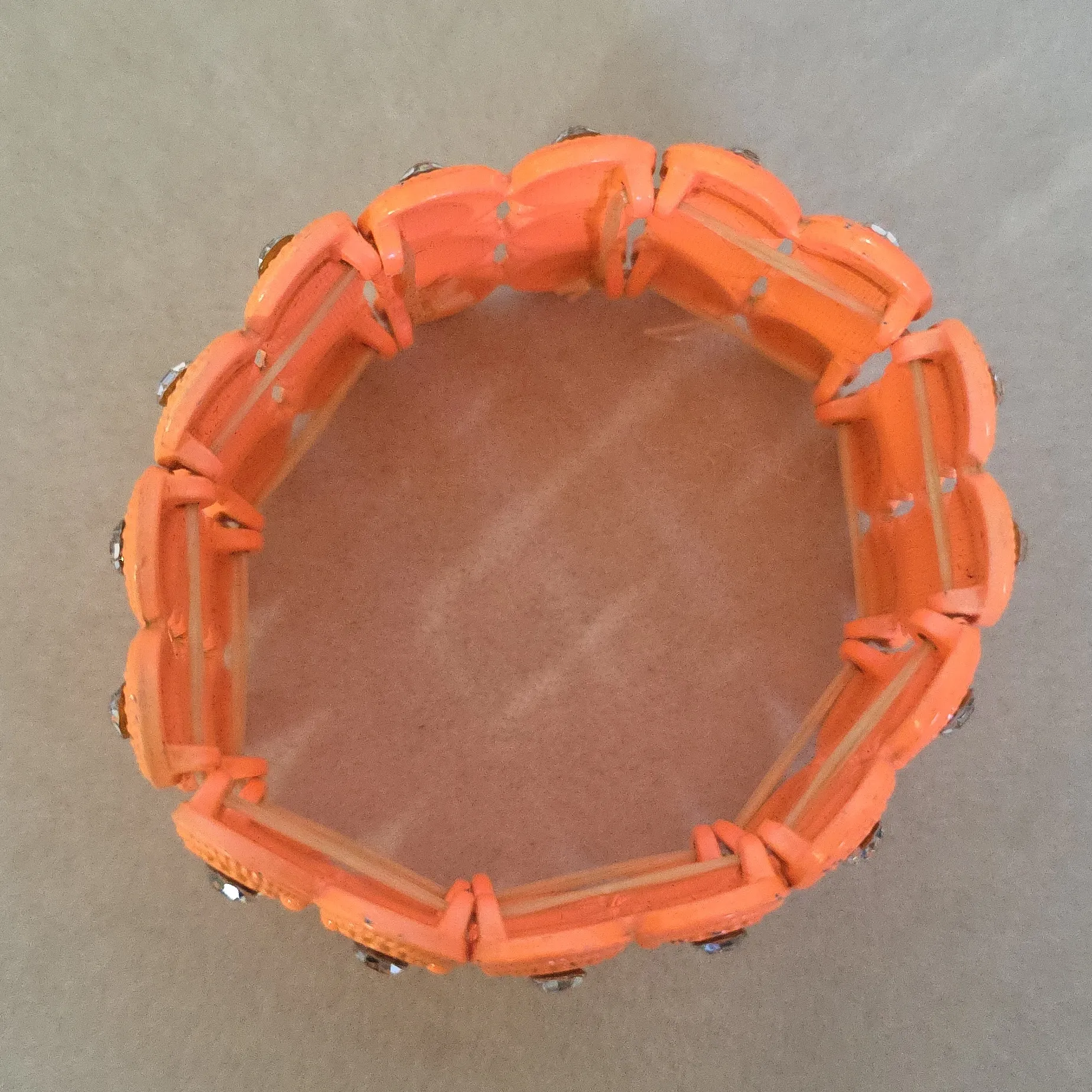 Boho Orange Metal Stretch Bangle Bracelet - Image 3