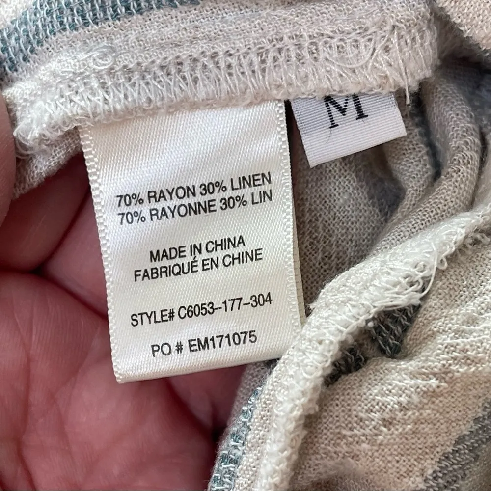 Cloth & STONE ANTHROPOLOGIE striped linen strapless cropped wide-leg jumpsuit M - Image 7