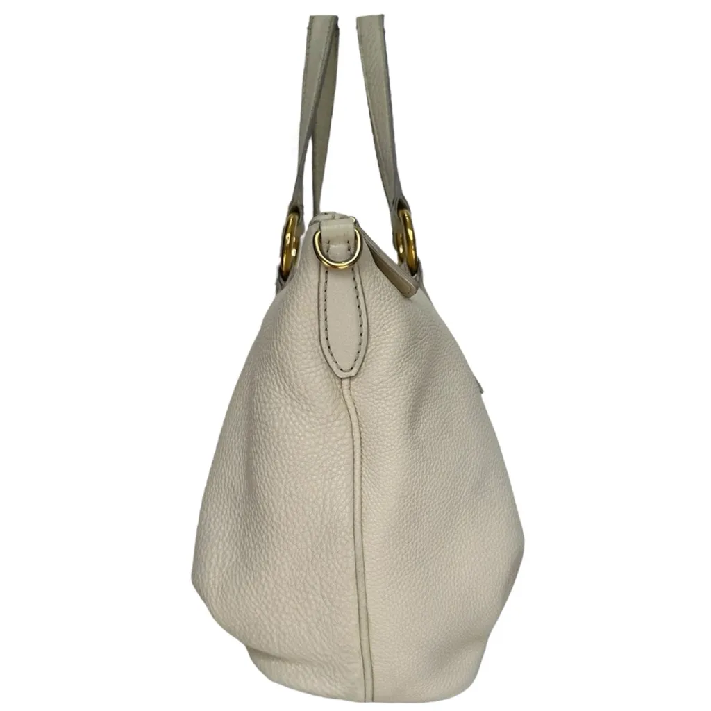 Miu Miu Pebbled Leather Crossbody Shoulder Hand Bag Satchel East West Off White - Image 5