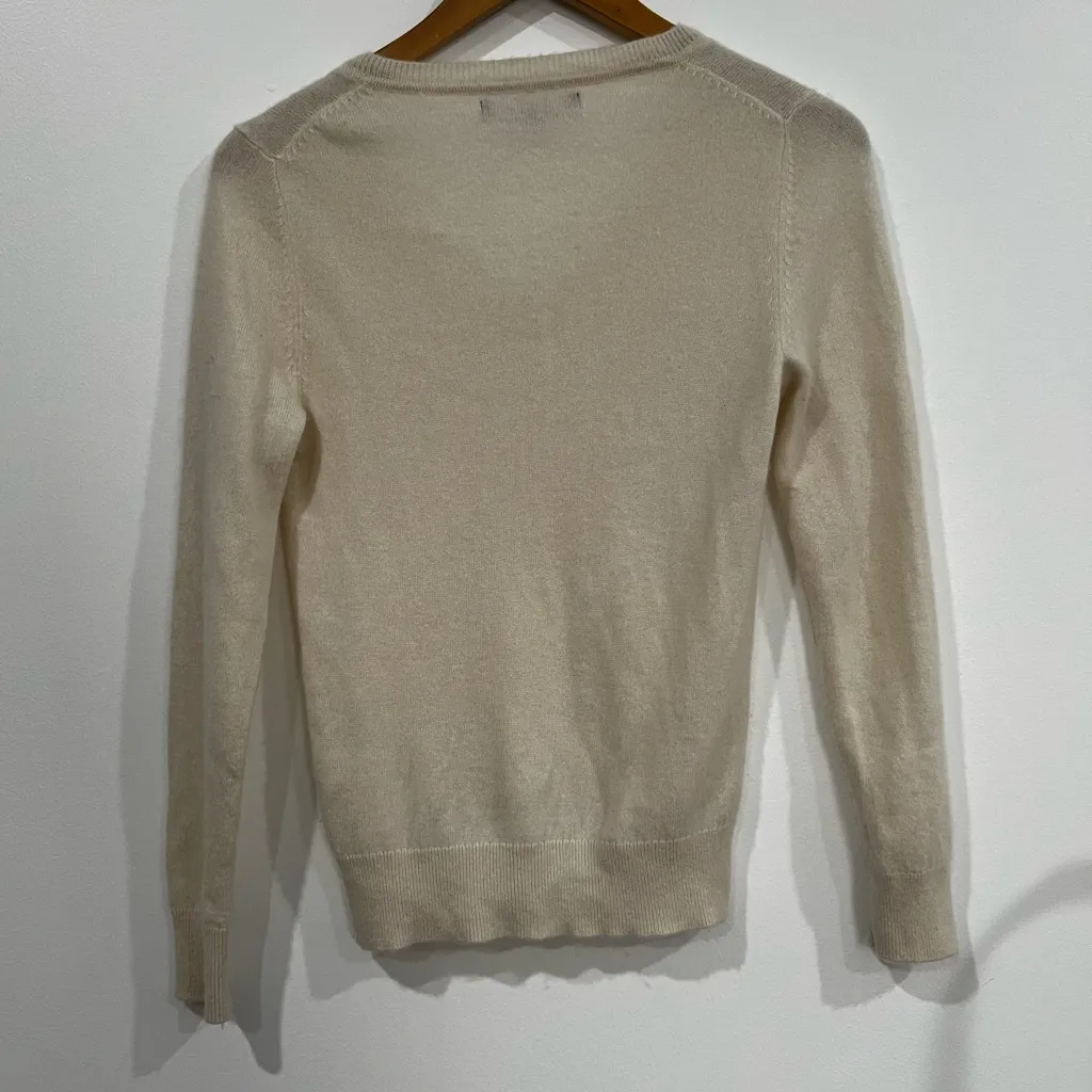 QUINCE‎ 100% Cashmere V-Neck Sweater ivory Women’s XS timeless quiet luxury - Image 4