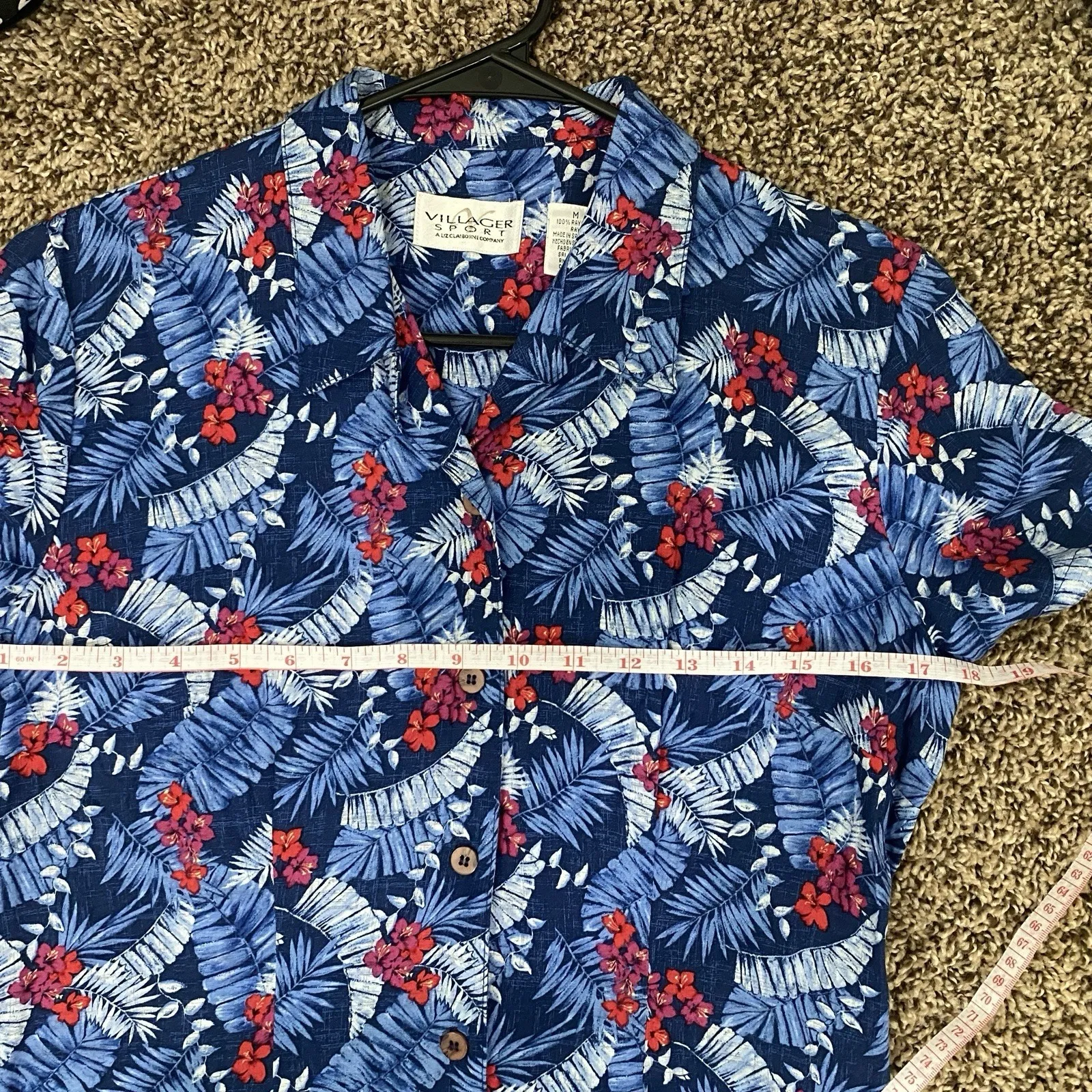 NWT‎ Vintage Villager Sport womens dress blue floral M 80s - Image 10