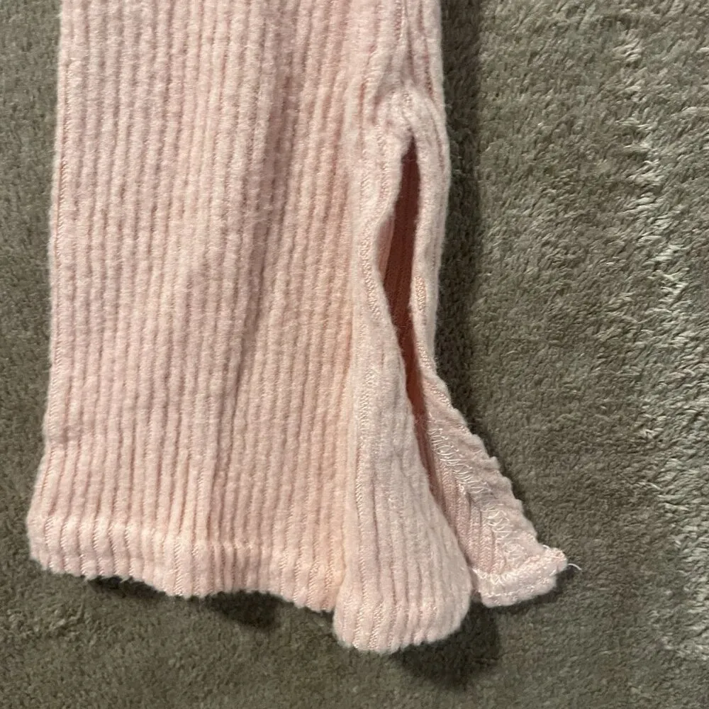 NWT Pretty Little Thing Womens 18 Terry Ribbed Blush Pink Split Neck Long Sleeve - Image 6