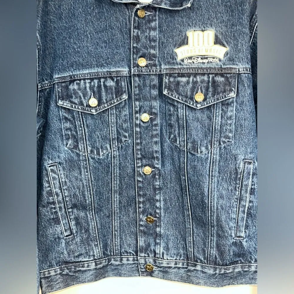 Walt Disney World 100 Years of Magic Embroidered Denim Jean Jacket Size Small - Image 5