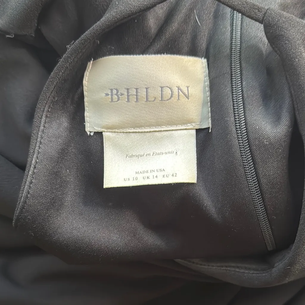 BHLDN Sz 10 Marceau Tulip Hem Dress Black High Neck Midi High-Low - Image 3