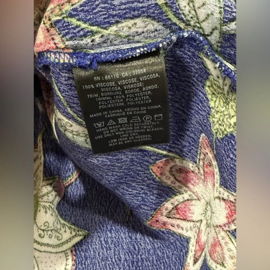 Maeve Anthropologie Maplewood Blue Floral Long Sleeves Button Dress Size XL - Image 13