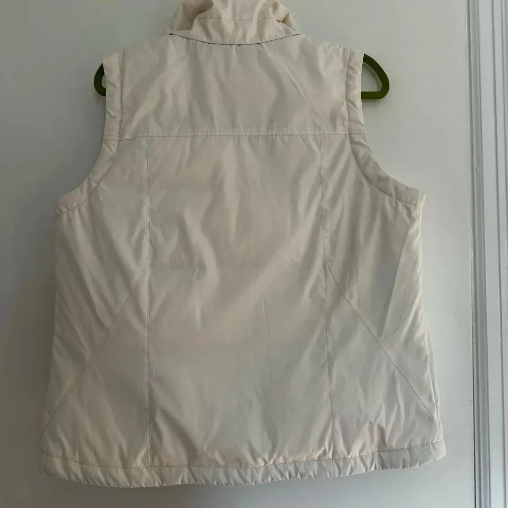 Columbia Down Feather Puffer Vest Women's Ivory Zip Pockets Outdoor. Sz: M. - Image 2