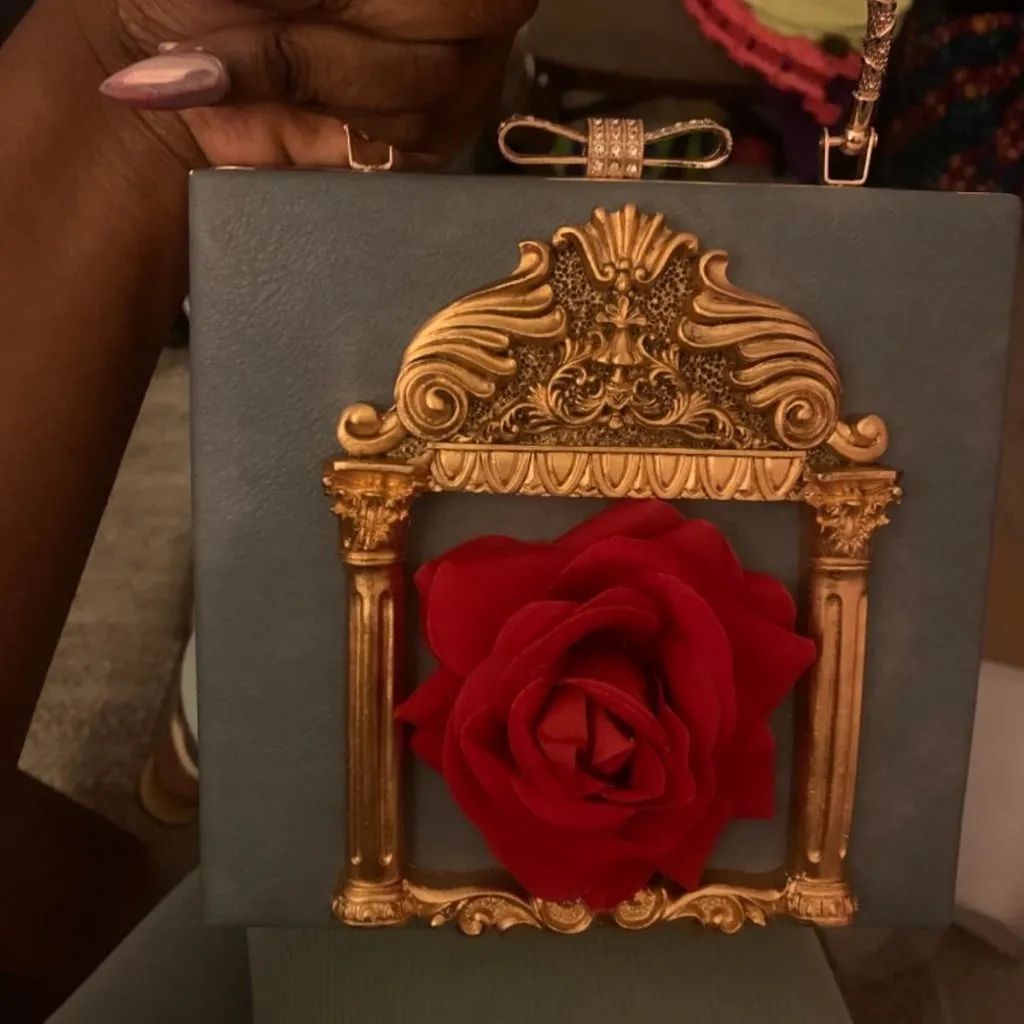 ⚡Women's Evening Love Angel Crossbody Rose Embossed Formal Blue Red Clutch Bag - Image 4