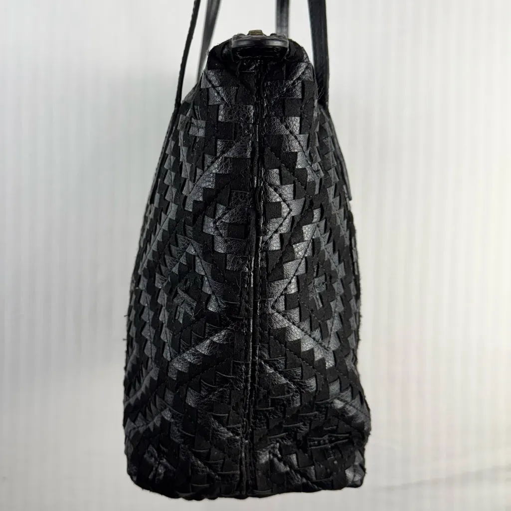Eric Javits Kena Intricate Woven Resistant Tote Bag Black Leather Medium Western - Image 5