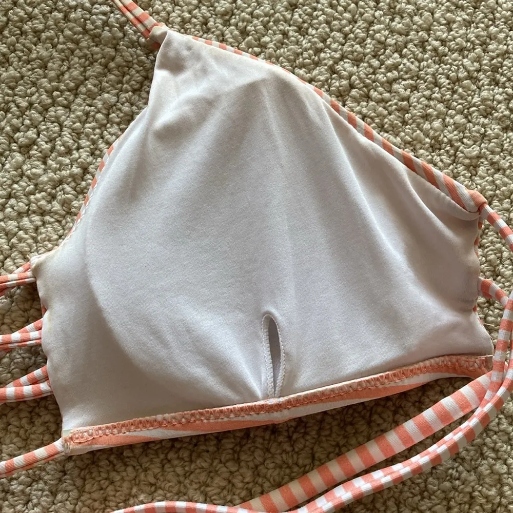 Cupshe Orange Bikini Two Piece Swimsuit Orange Size Medium Floral Striped EUC - Image 11