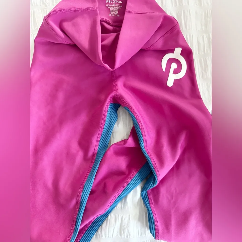 Workout Set Outfit Peloton JoyLab Small XS Pink Leggings Blue Sports Bra - Image 4