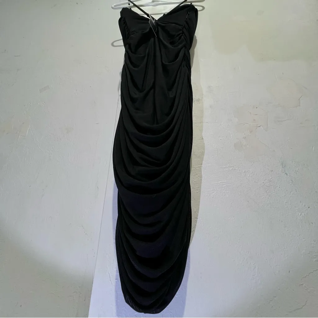 Klassy Network Black Strapless Draped Dress Size undefined - Image 6