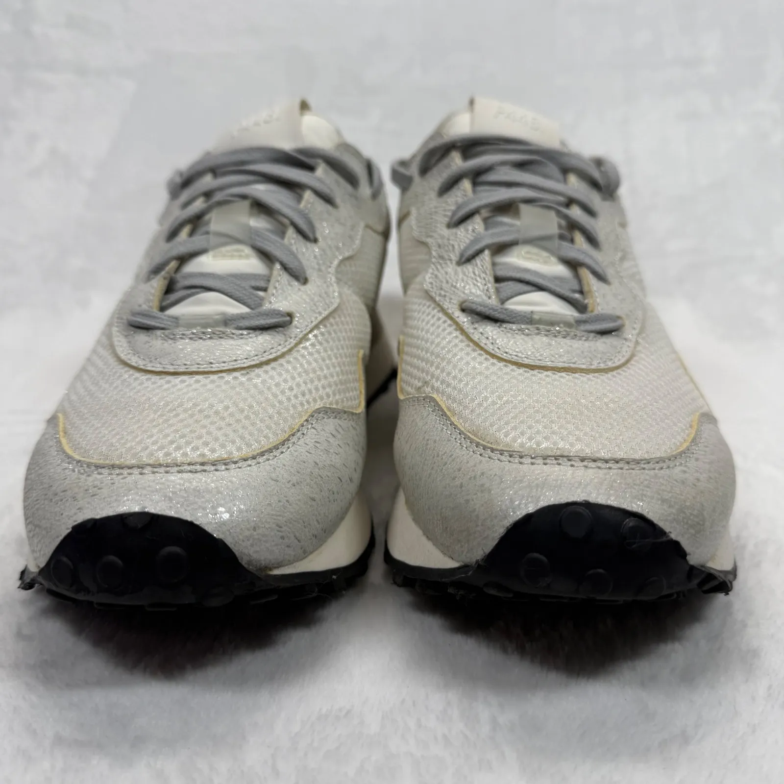 P448 Cancun Sneakers Metallic Silver Leather‎ Low Top Casual Shoes Size 40 - Image 3