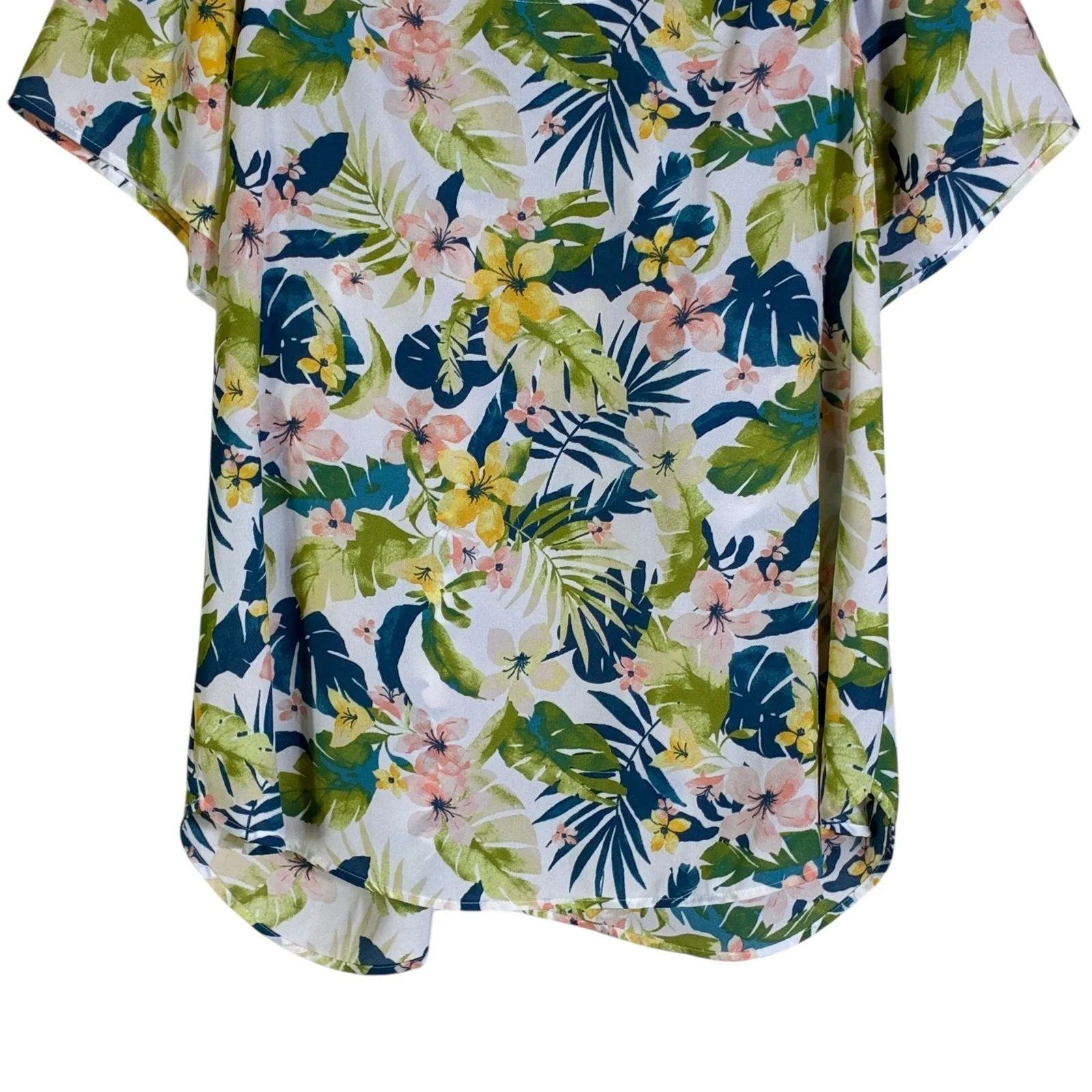 Pleione Womens Boho Tropical Floral Top Size L Multicolor Beachy Lightweight - Image 4
