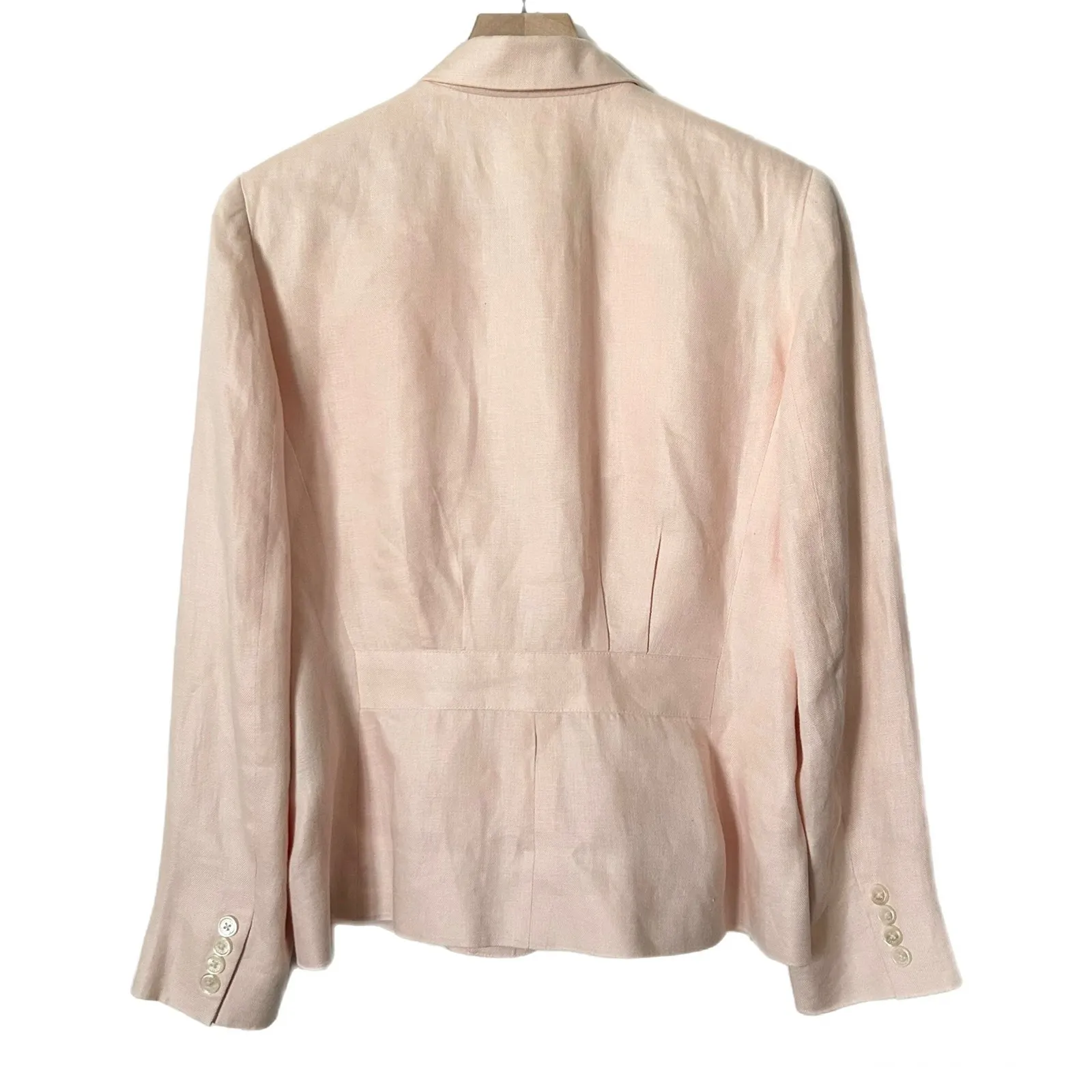 Lauren Ralph Lauren Women's Light Pink Linen Blazer Jacket Size 10 - Image 3