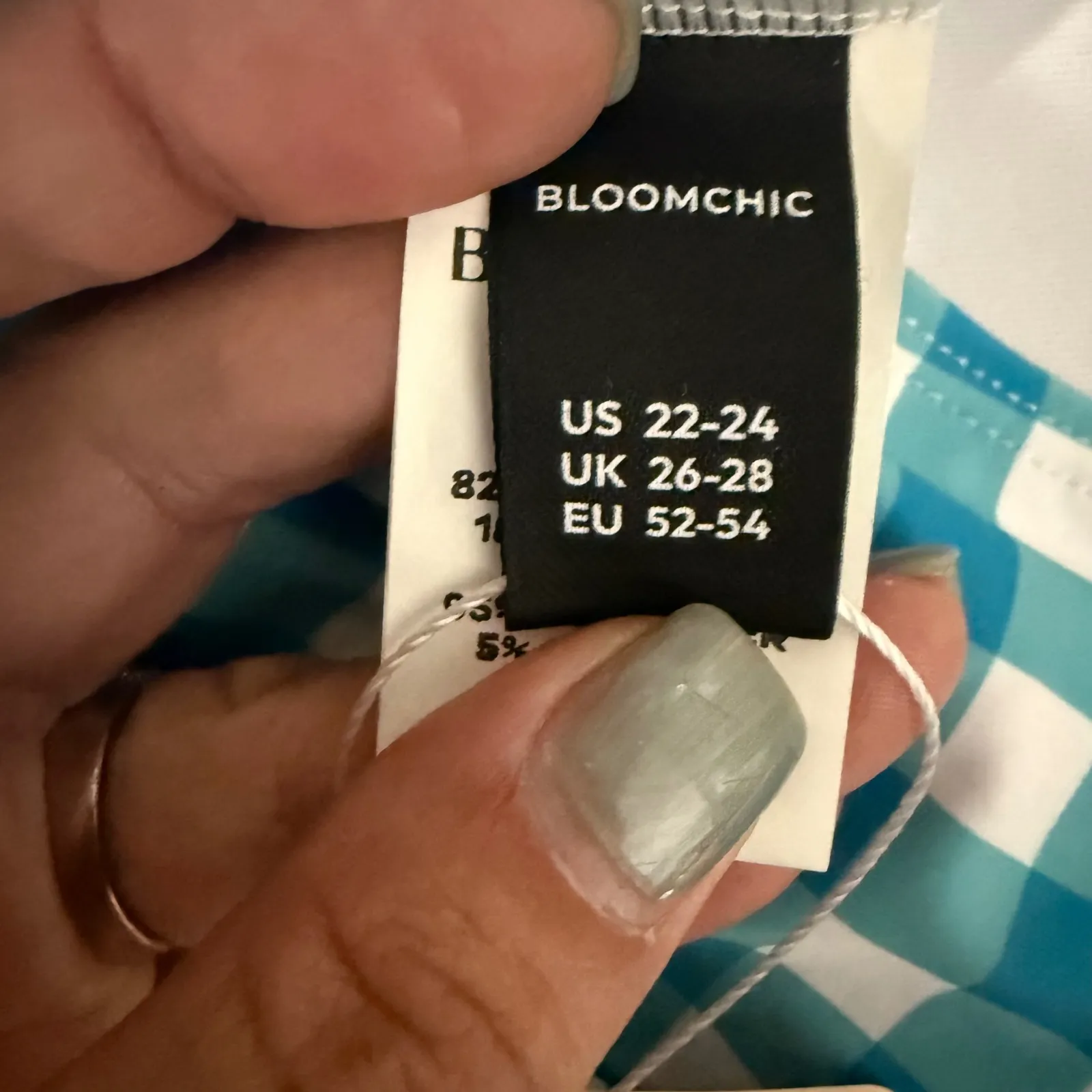 Bloomchic‎ Womens Blue Gingham Swim Top Tie Straps Plus Size 22/24 - Image 7