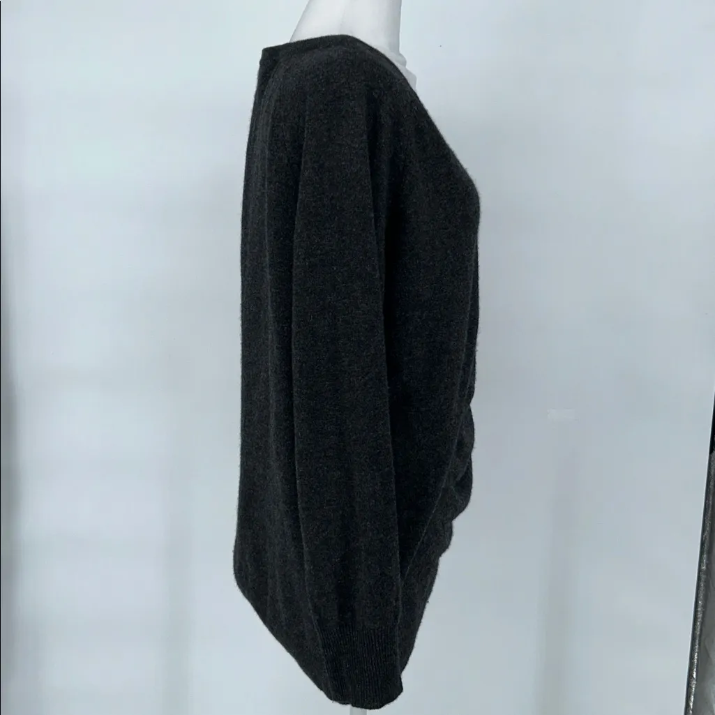 Equipment Charcoal V-Neck Sweater Ribbed Cuff Long Length Spft Sweater Sz L - Image 4