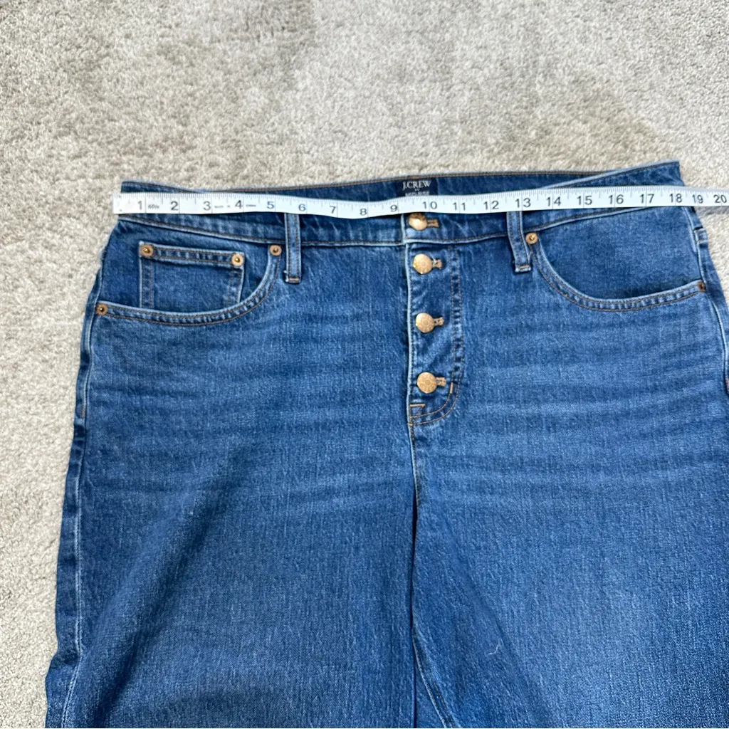 J. Crew Factory Women’s Mid Rise Flare Crop Jeans Stretch Button Fly Size 32 Blue - Image 10