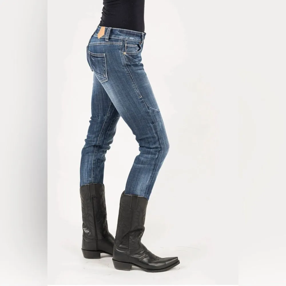 Tin Haul Womens Trixie western Pieced Back Deco Blue Cotton Blend Jeans Sz 26 S - Image 5