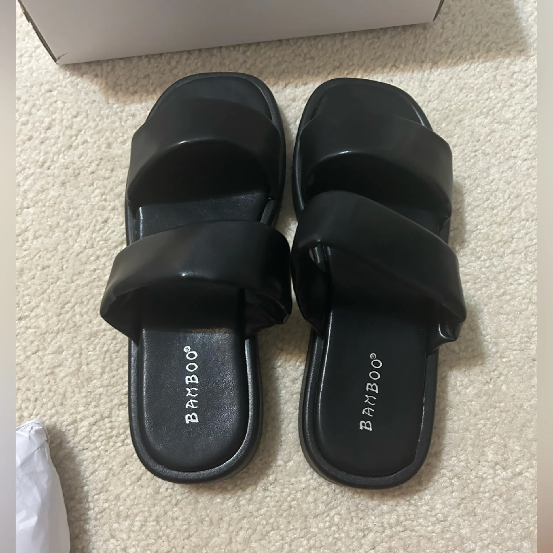 Bamboo Black Slide Sandals - Image 5