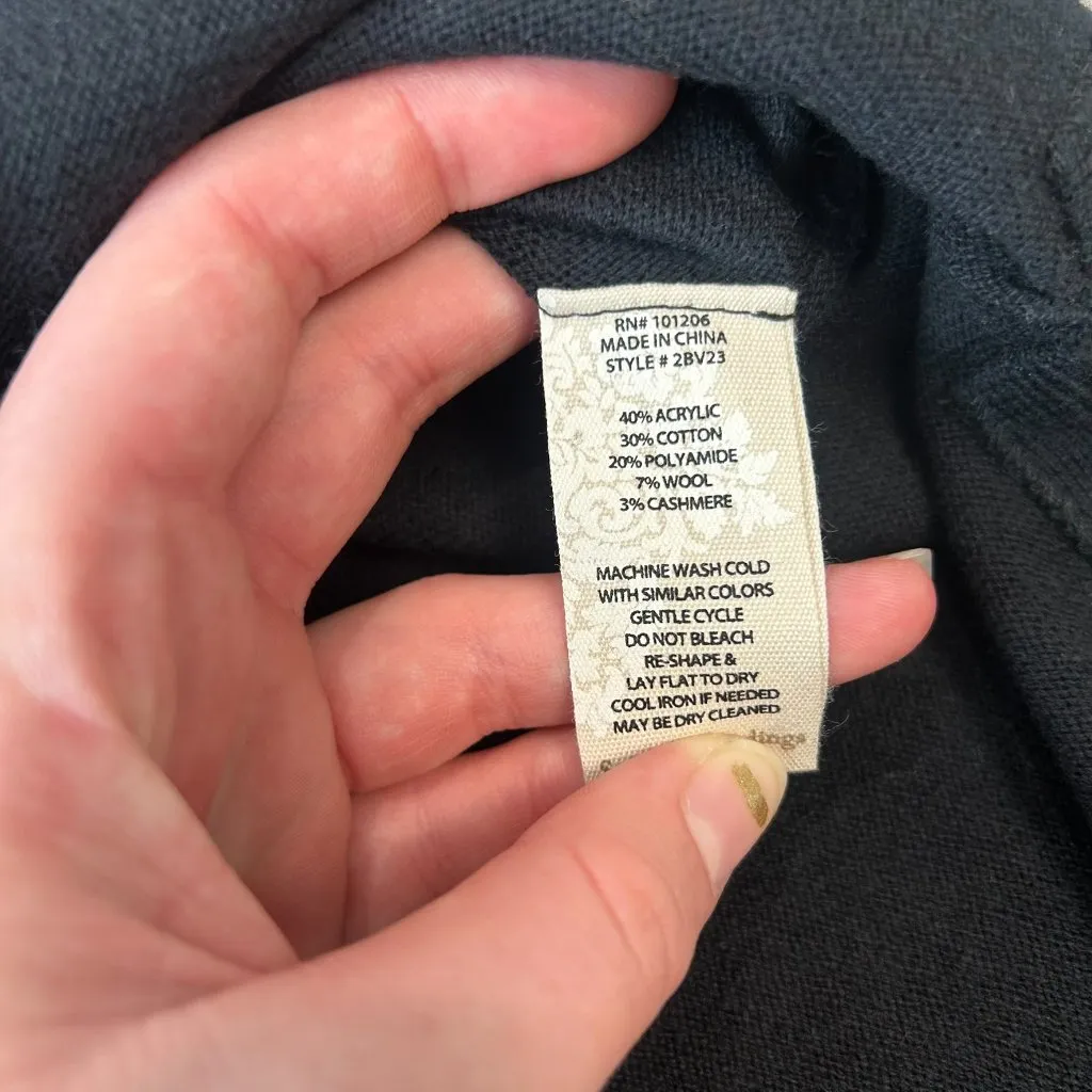 Soft Surroundings black cashmere wool blend long sleeve sweater tunic medium J16 - Image 5