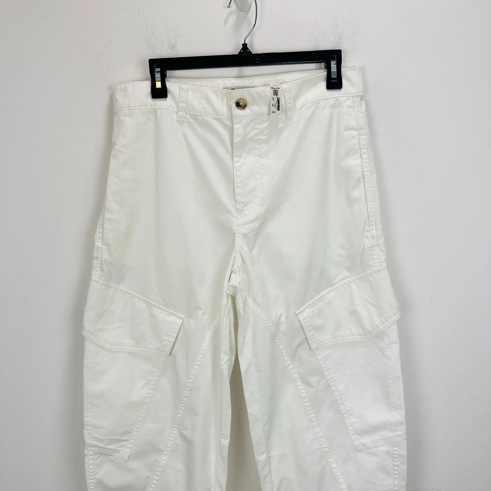 Madewell The Barrel Leg Utility Pant Garment Dyed Twill White Cargo US 4 NWT - Image 7
