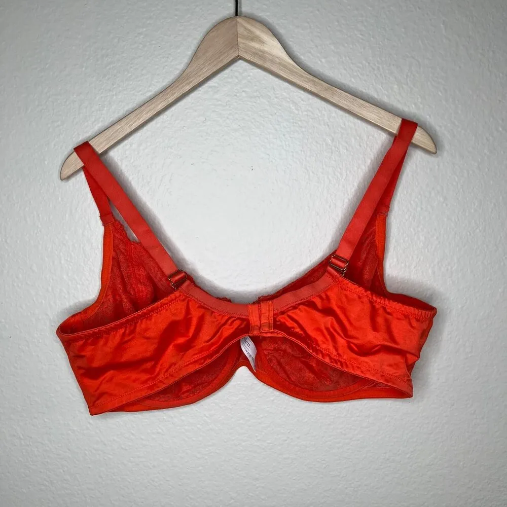 Auden Womens Orange Lace Unlined Full Coverage Underwire Bra Size 42DDD - Image 9