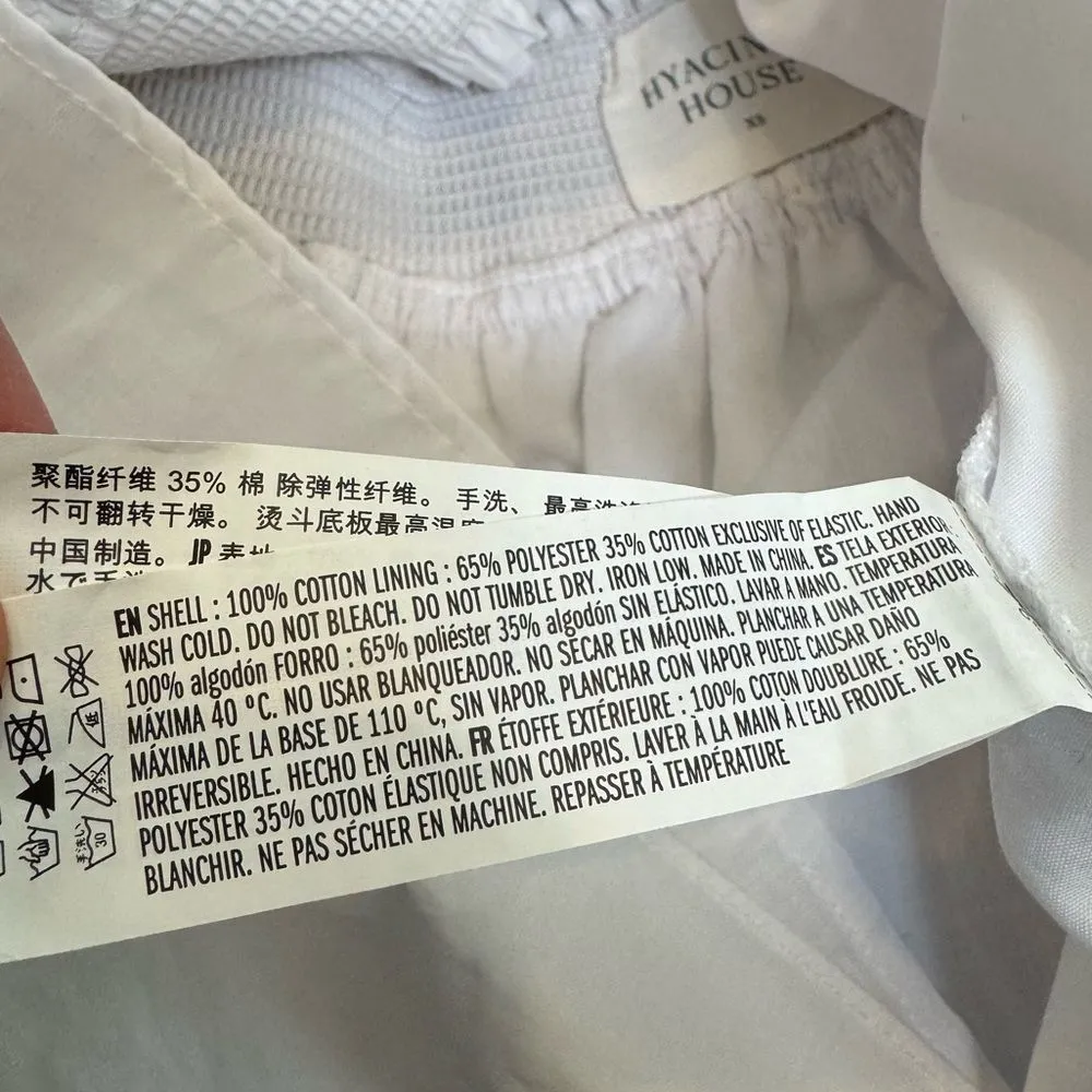 Tuckernuck Hyacinth House Palmer Smocked Ruffle Puff Sleeve White Blouse Size XS - Image 5